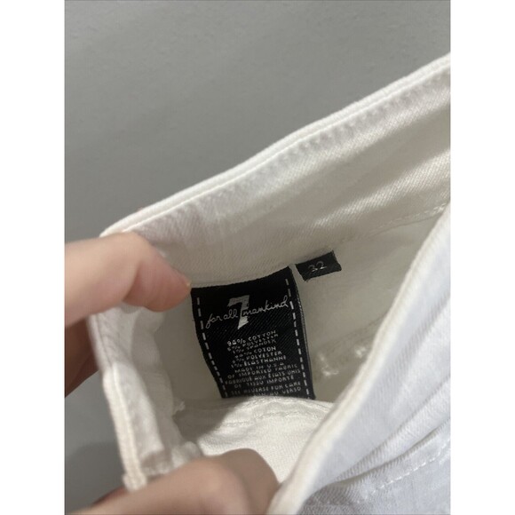 7 For All Mankind Jean Women's 32 Skinny  Crop White Cream Crochet Fringe Hem - Picture 4 of 4